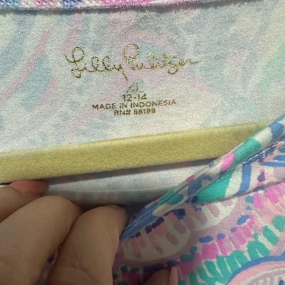 Lilly Pulitzer GIRLS MINI SOPHIE RUFFLE DRESS Pink Blue 12-14 - Picture 5 of 5